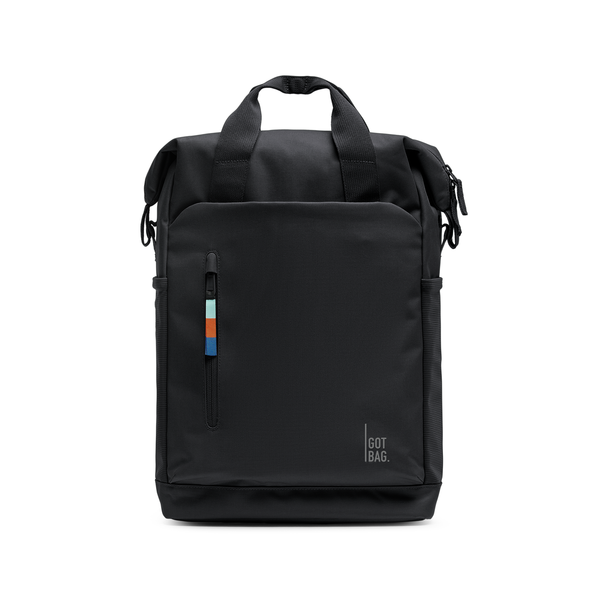 Water-Resistant Rolltop Backpack with Laptop Compartment - black