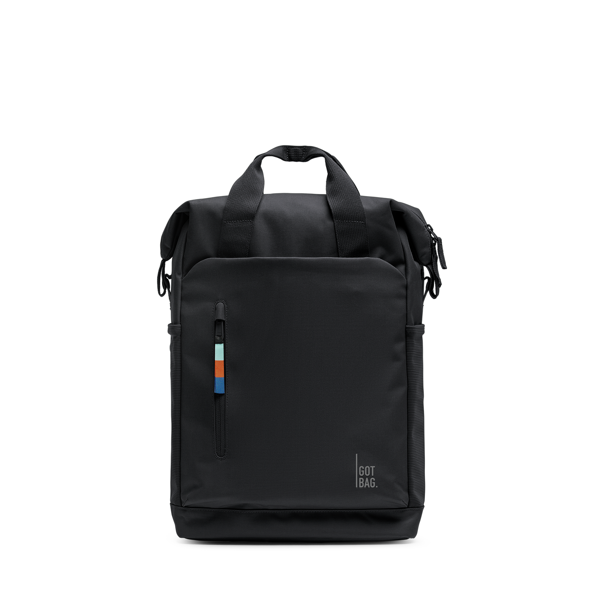 Water-Resistant Rolltop Backpack with Laptop Compartment - black