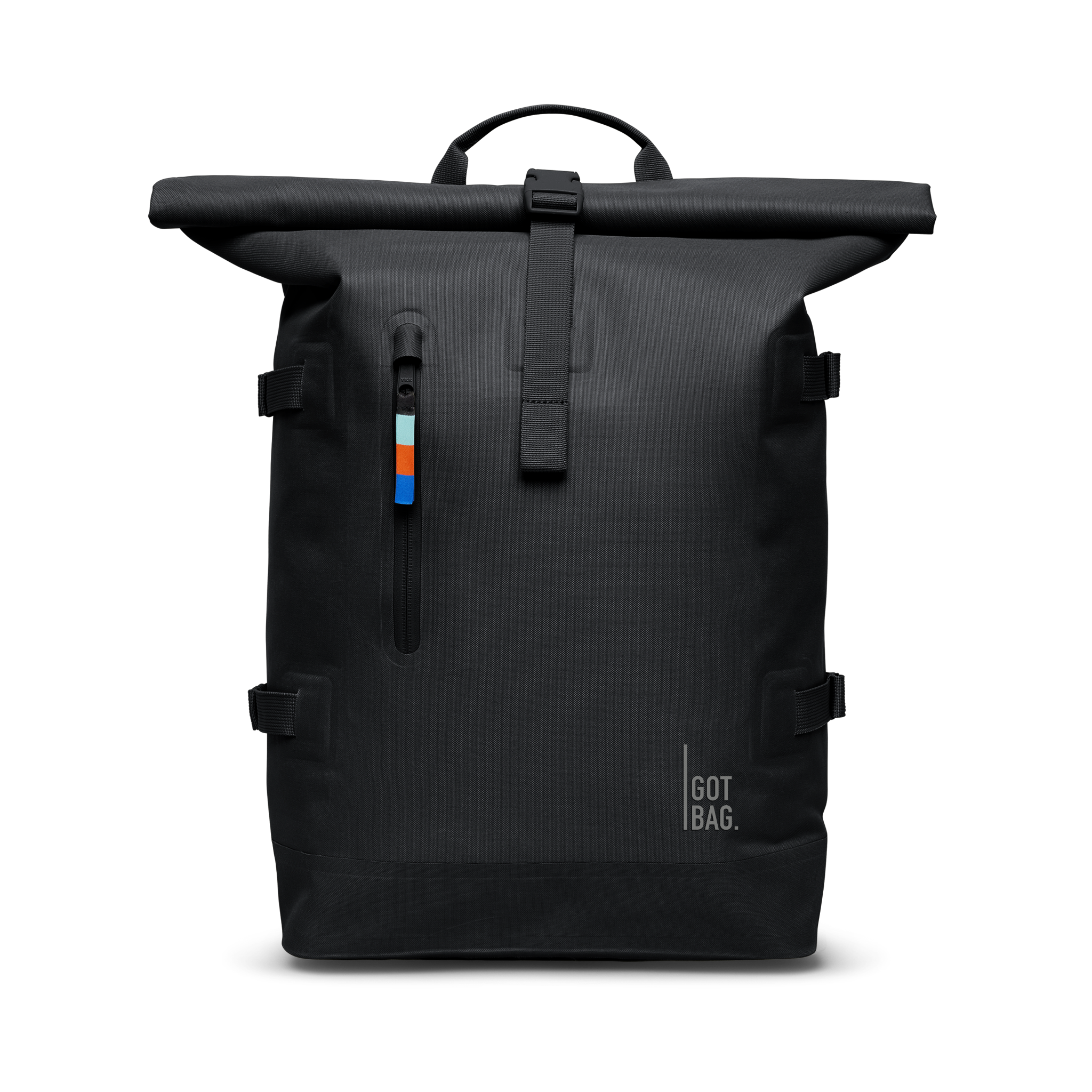 Water-Resistant Rolltop Backpack with Laptop Compartment - black