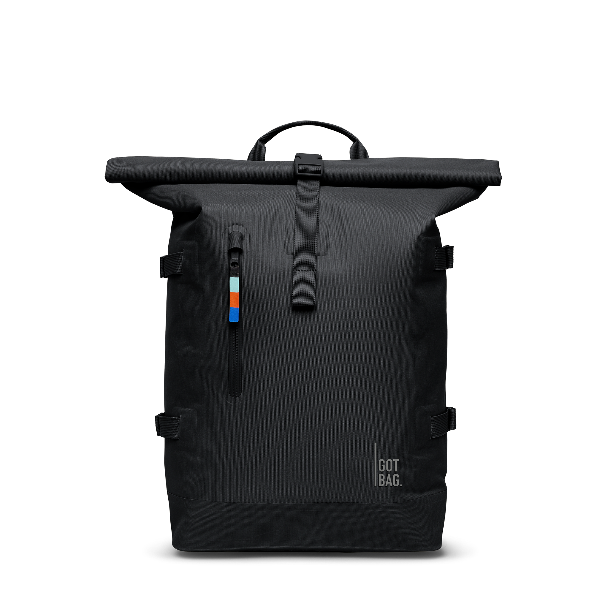 Water-Resistant Rolltop Backpack with Laptop Compartment - black