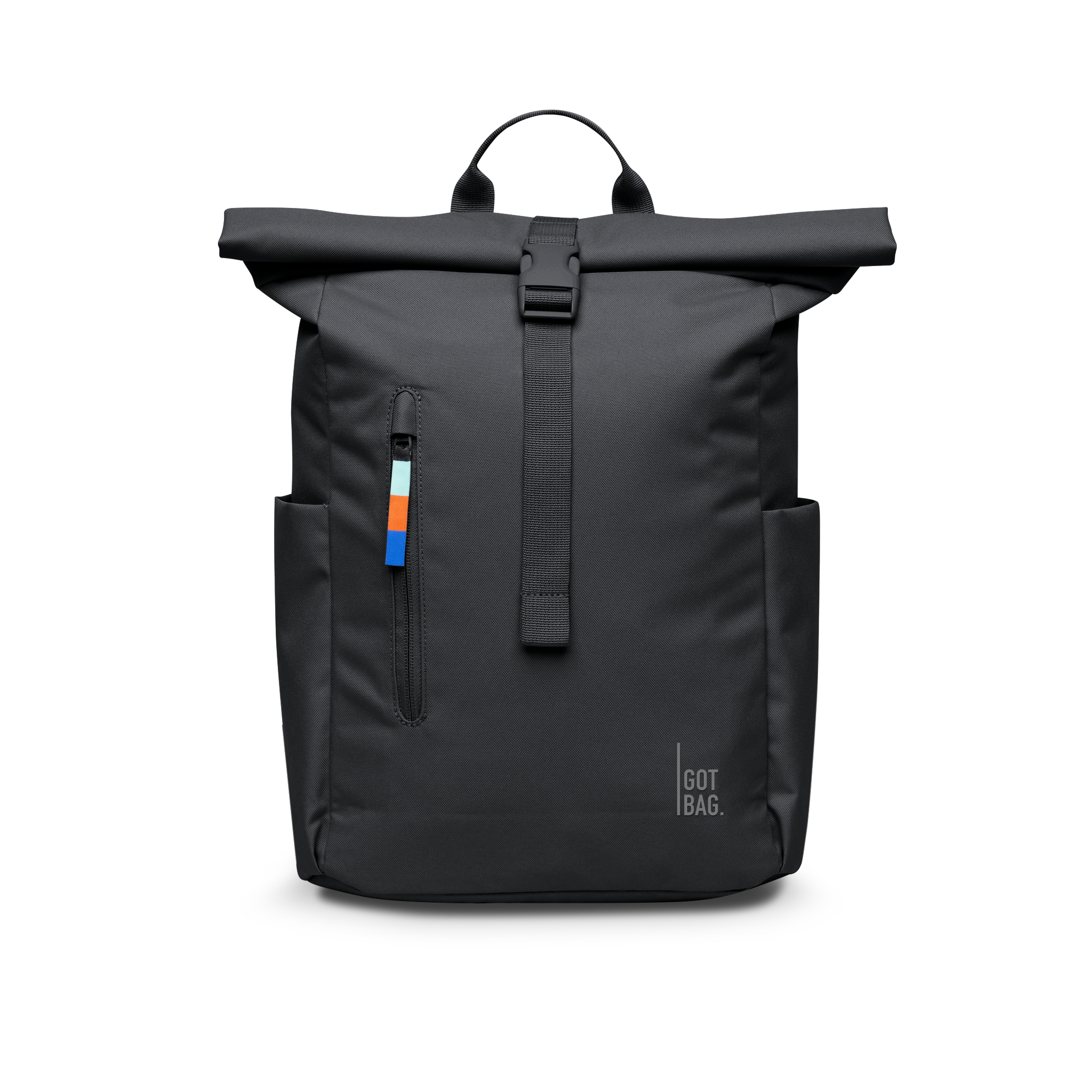 Water-Resistant Rolltop Backpack with Laptop Compartment - black