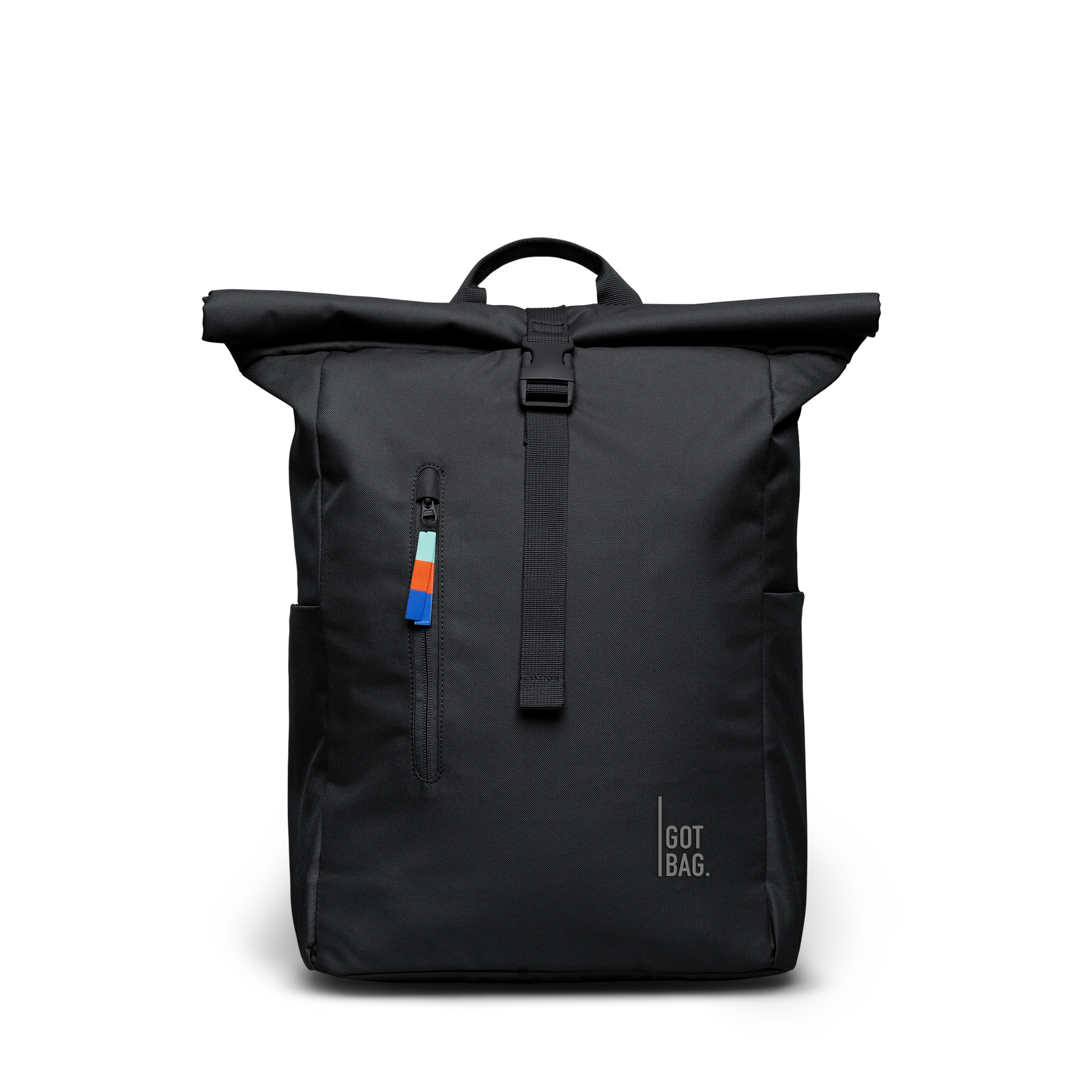 Water-Resistant Rolltop Backpack with Laptop Compartment - black