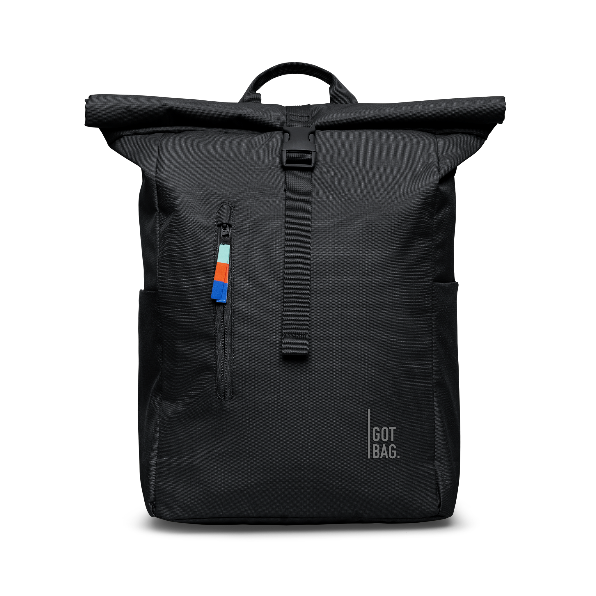 Water-Resistant Rolltop Backpack with Laptop Compartment - black