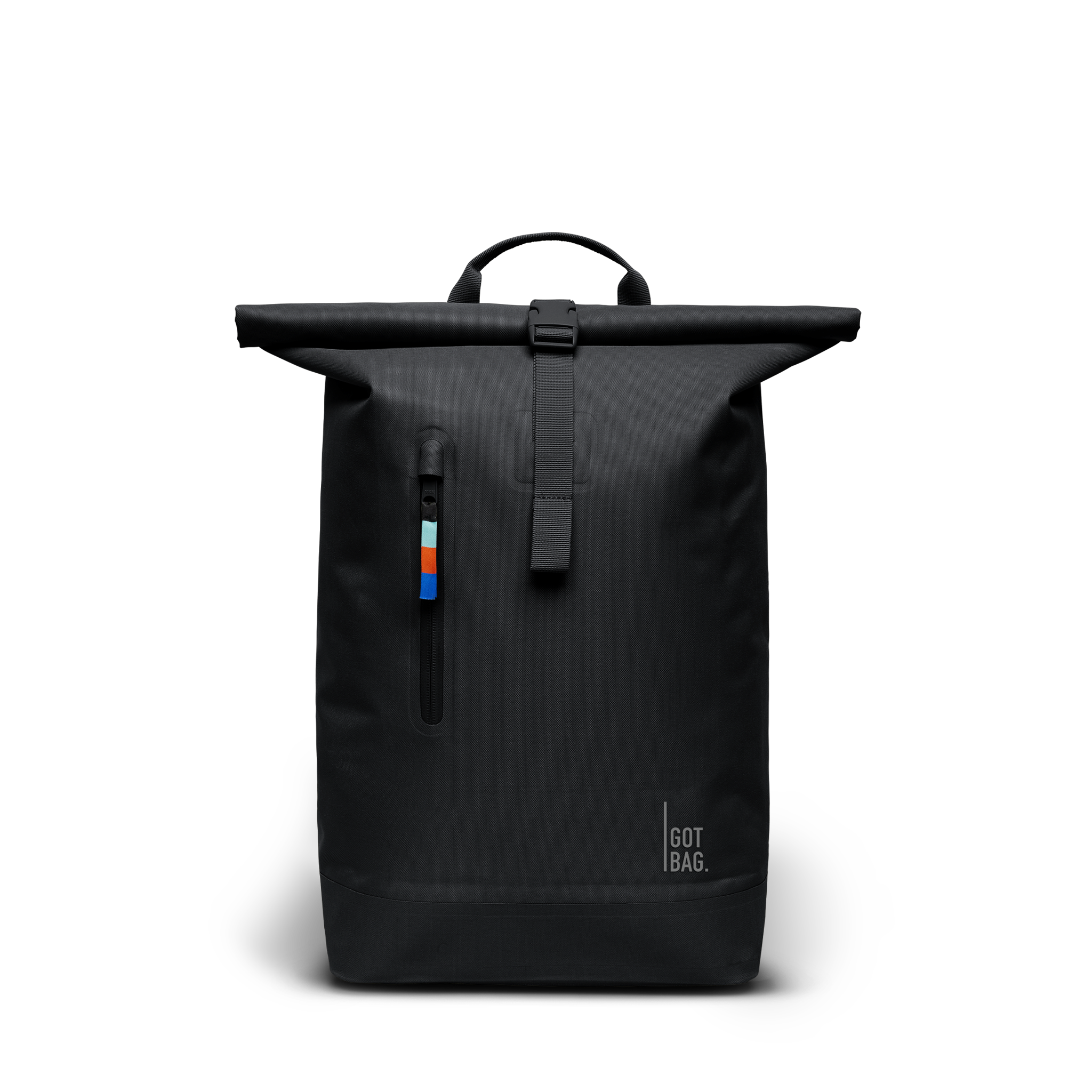 Water-Resistant Rolltop Backpack with Laptop Compartment - black