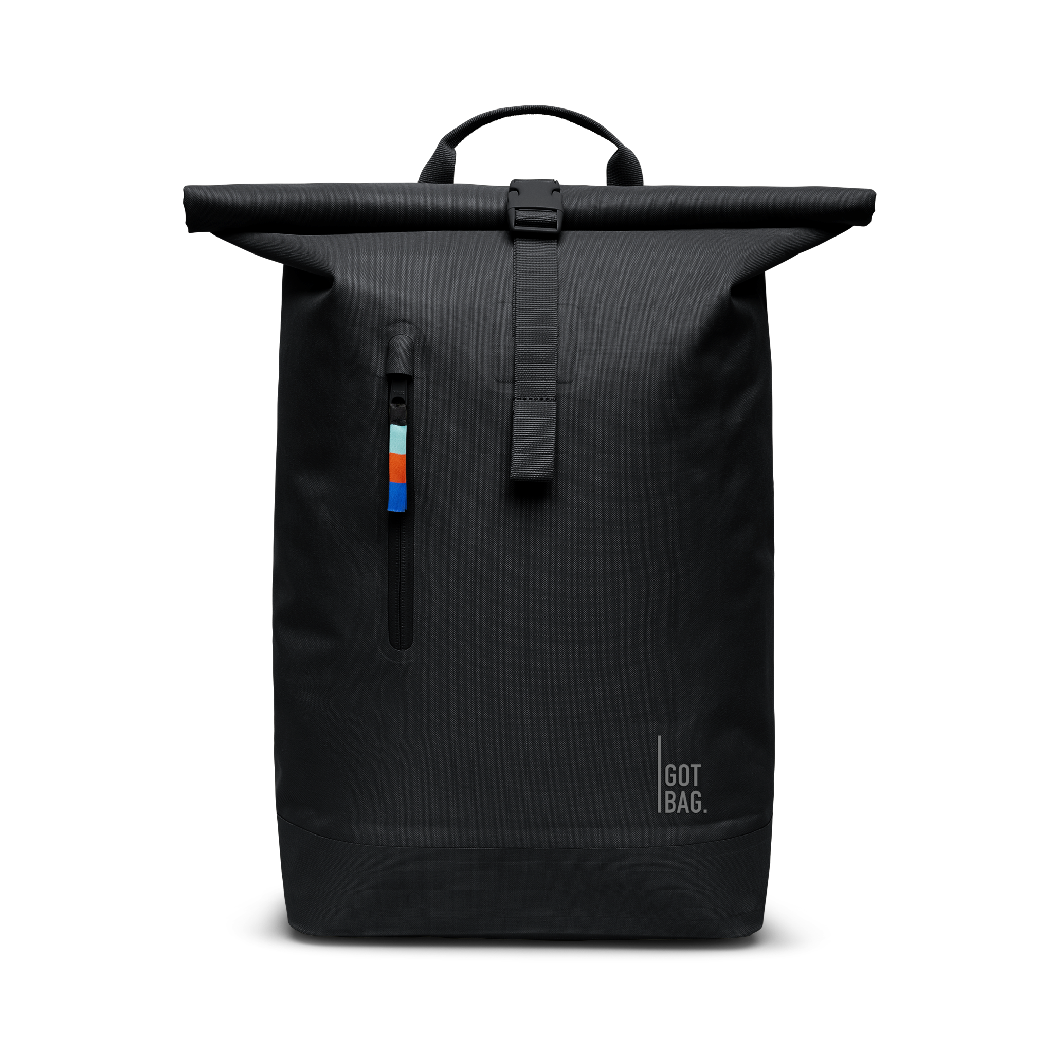 Water-Resistant Rolltop Backpack with Laptop Compartment - black